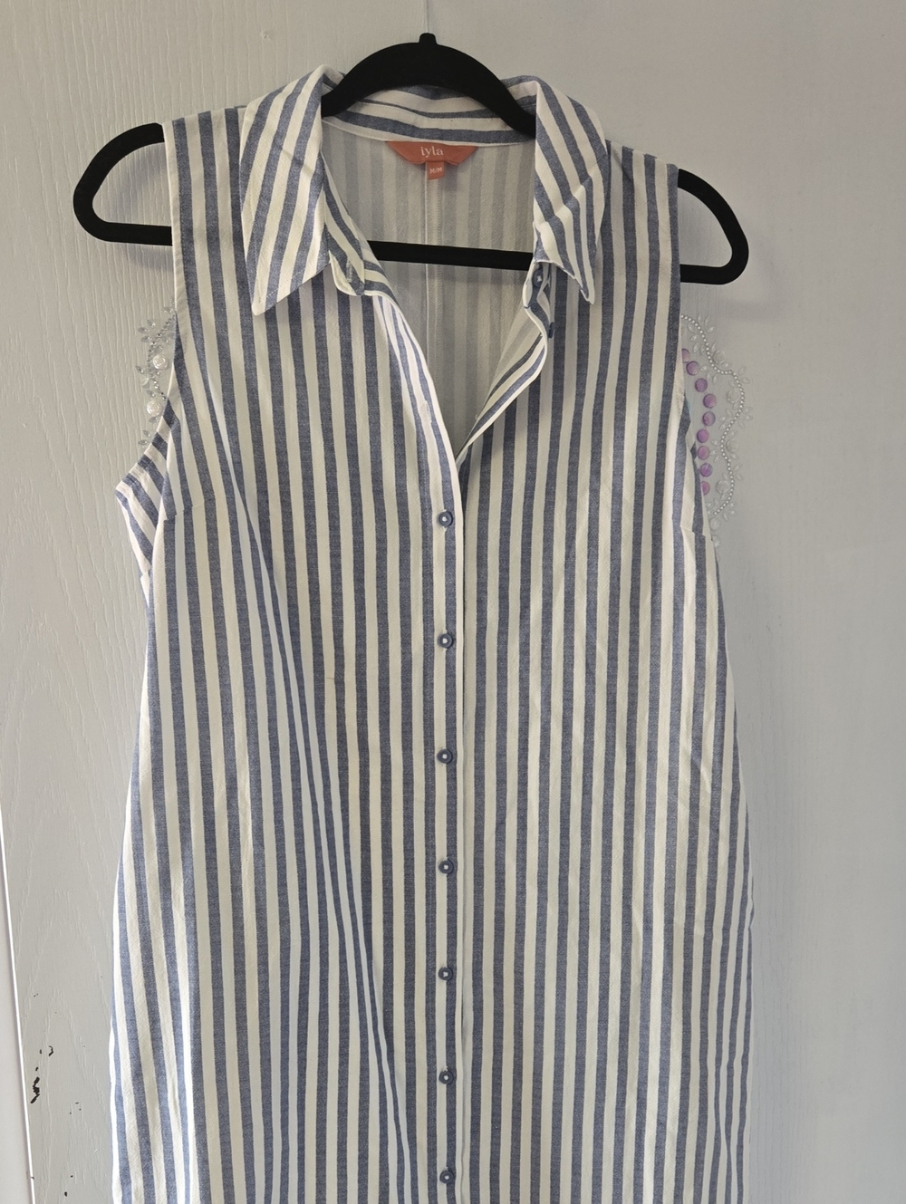 Iyla Blue White Stripe Dress SZ medium NEW